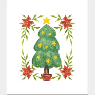 Cute Watercolor Christmas Tree Posters and Art